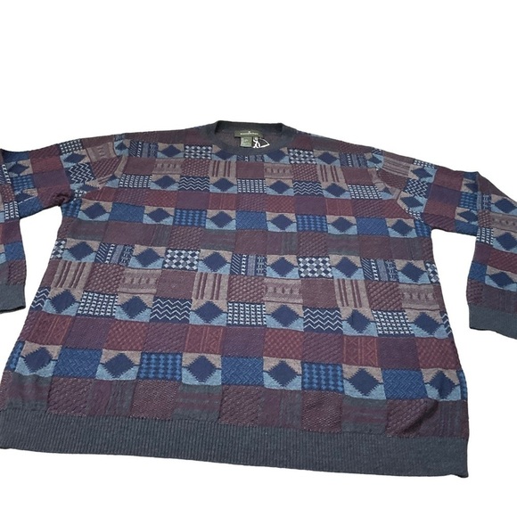 ERMENEGILDO Zegna NWT Multi Pattern Wool CottonSweater size L - 52 Made in Italy - Picture 6 of 12